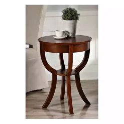 Sale Kirklands Home Leila Round Cherry Accent Table Brown