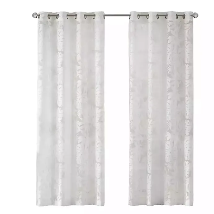 Best Kirklands Home Leilani Palm Leaf Curtain Panel, 63 in. White