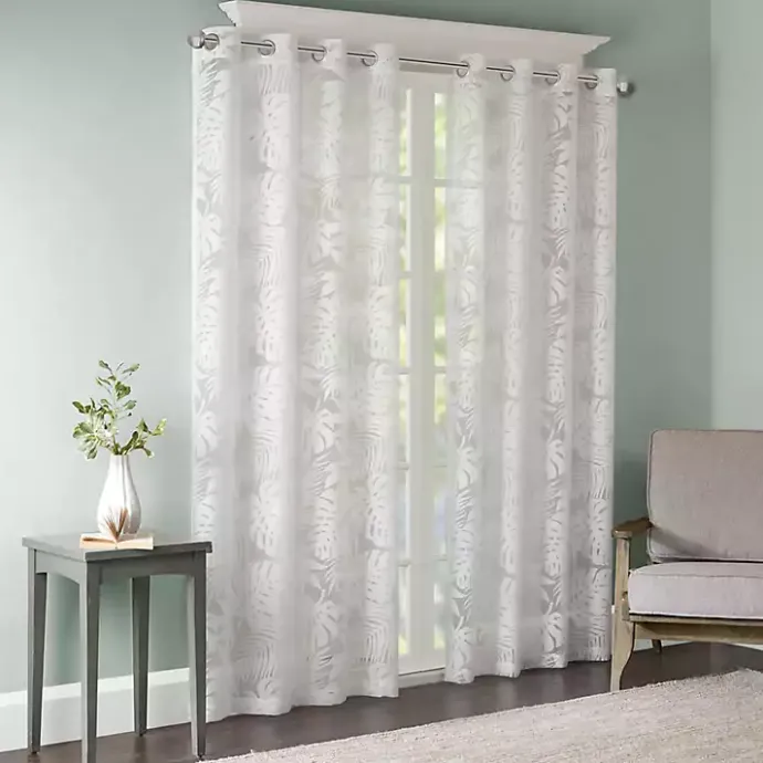 Best Kirklands Home Leilani Palm Leaf Curtain Panel, 63 in. White