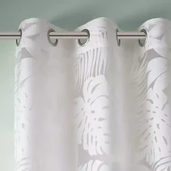 Best Kirklands Home Leilani Palm Leaf Curtain Panel, 63 in. White