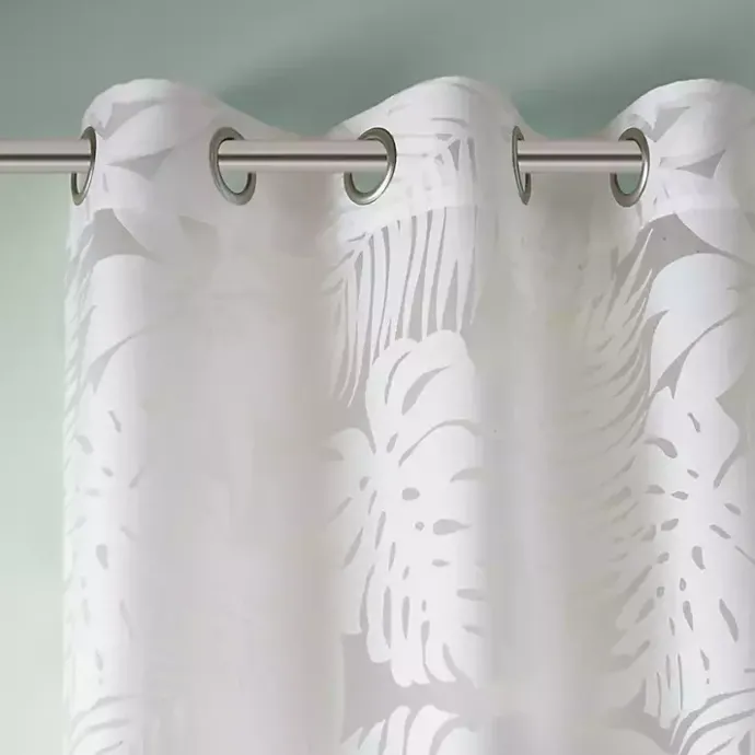 Best Kirklands Home Leilani Palm Leaf Curtain Panel, 63 in. White