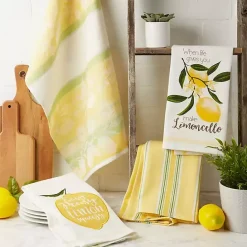 Kirklands Home Lemon Bliss Printed Kitchen Towels, Set of 4