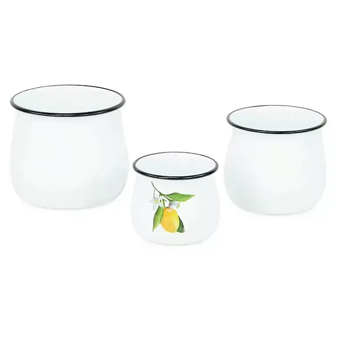 Kirklands Home Lemon Blossom Enamel Jars, Set of 3