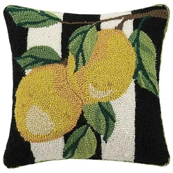 New Kirklands Home Lemon Branch Hooked Wool Pillow