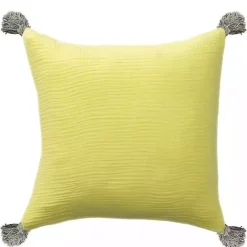Sale Kirklands Home Lemon Gauze Organic Tassel Throw Pillow Yellow