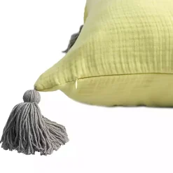 Sale Kirklands Home Lemon Gauze Organic Tassel Throw Pillow Yellow