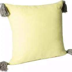 Sale Kirklands Home Lemon Gauze Organic Tassel Throw Pillow Yellow