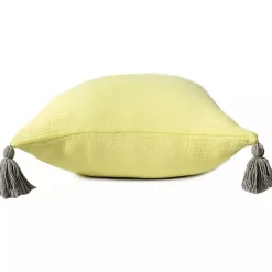 Sale Kirklands Home Lemon Gauze Organic Tassel Throw Pillow Yellow