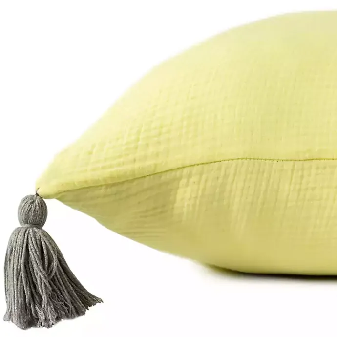 Sale Kirklands Home Lemon Gauze Organic Tassel Throw Pillow Yellow