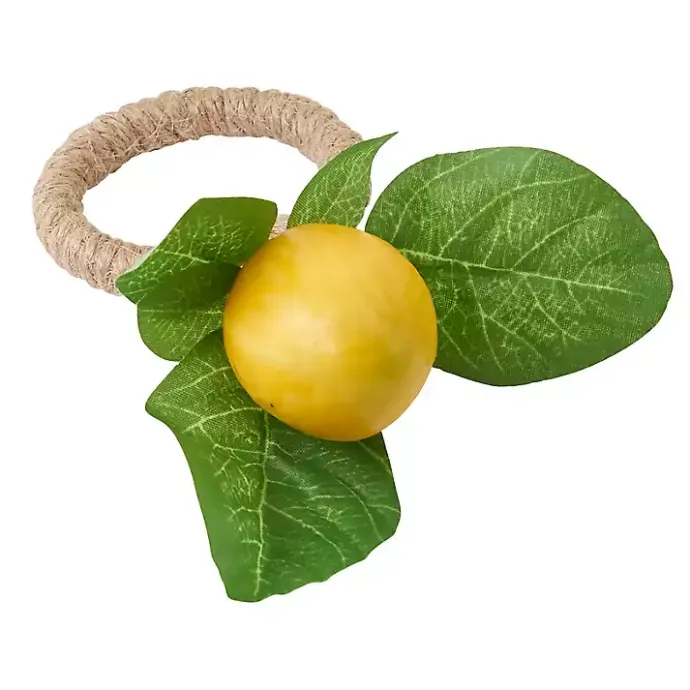 Online Kirklands Home Lemon Leaf Rope Napkin Rings, Set of 4