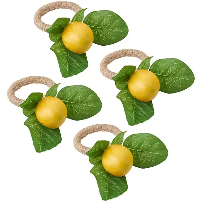 Online Kirklands Home Lemon Leaf Rope Napkin Rings, Set of 4