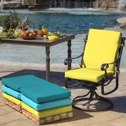 Discount Kirklands Home Lemon Leala Luxe Outdoor Dining Chair Cushion Yellow