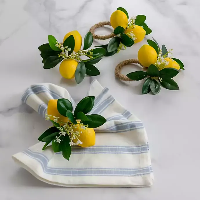 Sale Kirklands Home Lemon Napkin Rings, Set of 4