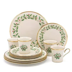 Sale Kirklands Home Lenox Holly Gold Edge 12-pc. Dinnerware Set