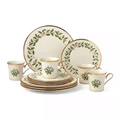 Sale Kirklands Home Lenox Holly Gold Edge 12-pc. Dinnerware Set