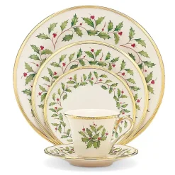 Online Kirklands Home Lenox Holly Gold Edge 5-pc. Dinnerware Set