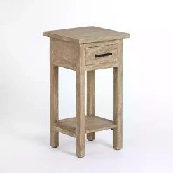 Discount Kirklands Home Leo Natural Wood Accent Table Tan