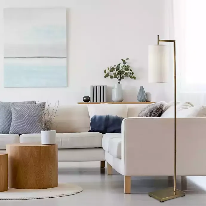 Best Kirklands Home Leon Antique Brass Metal Floor Lamp Gold