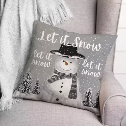 Sale Kirklands Home Let It Snow Christmas Pillow Gray