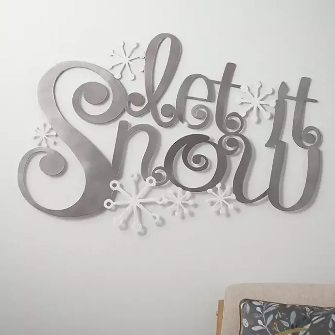 New Kirklands Home Let it Snow Metal Christmas Wall Sign