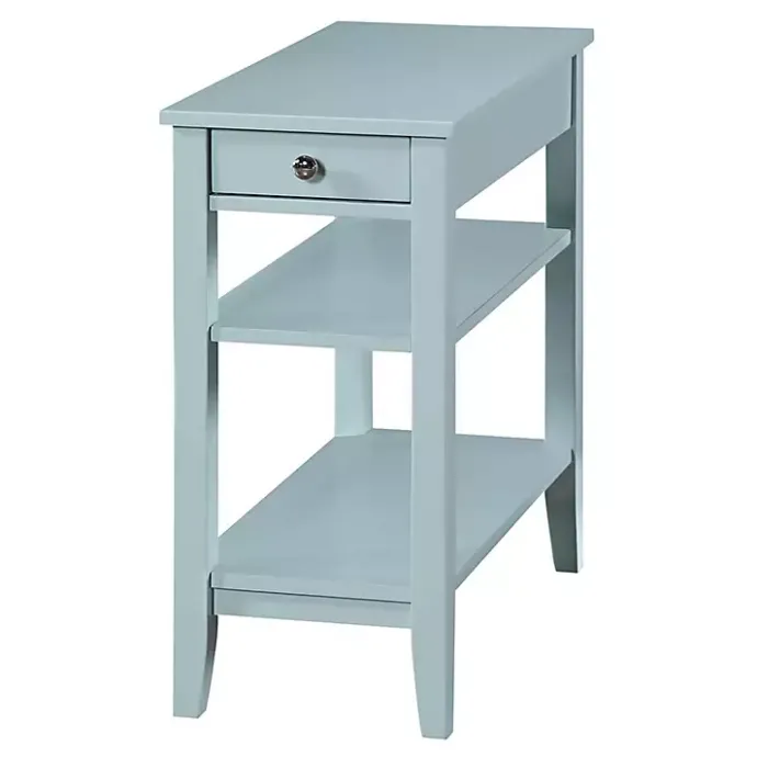 Discount Kirklands Home Light Chairside End Table with Shelves Blue