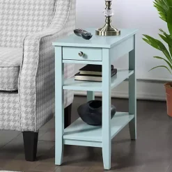 Discount Kirklands Home Light Chairside End Table with Shelves Blue