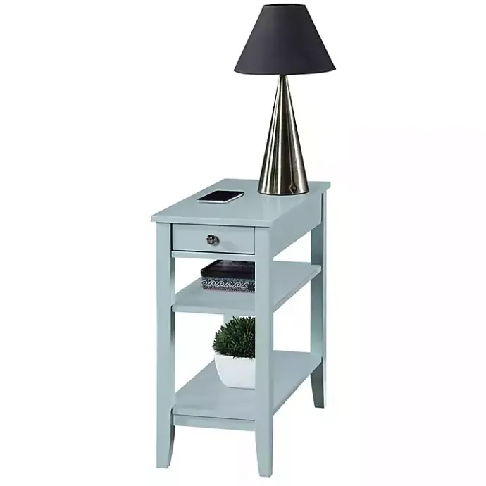 Discount Kirklands Home Light Chairside End Table with Shelves Blue