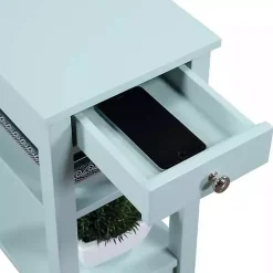 Discount Kirklands Home Light Chairside End Table with Shelves Blue