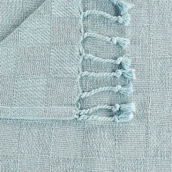 Best Kirklands Home Light Checkered Weave Fringe Throw Blue