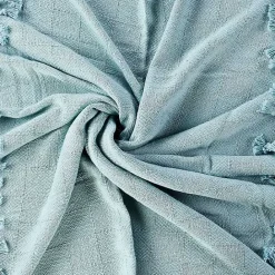 Best Kirklands Home Light Checkered Weave Fringe Throw Blue