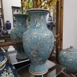 Online Kirklands Home Light Chinoiserie Vase Blue