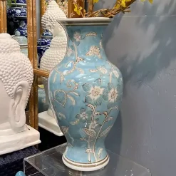 Online Kirklands Home Light Chinoiserie Vase Blue