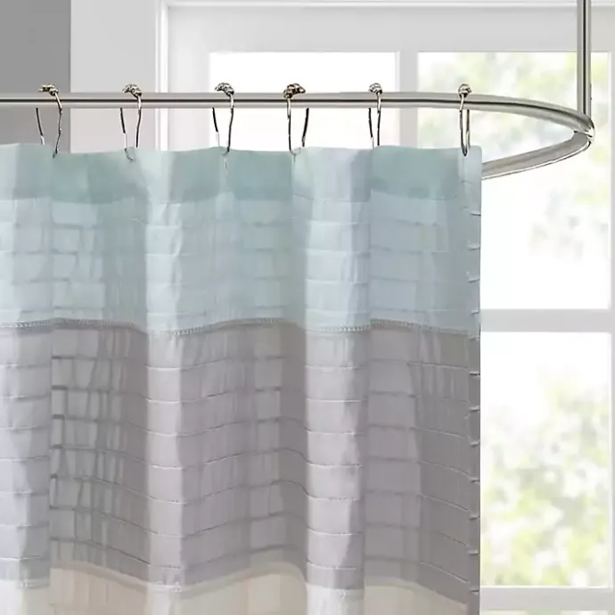 Best Kirklands Home Light Colorblock Silky Shower Curtain Blue