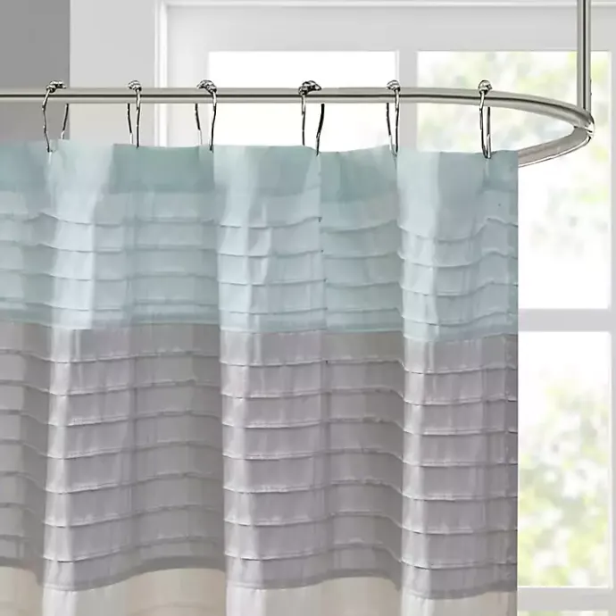 Best Kirklands Home Light Colorblock Silky Shower Curtain Blue