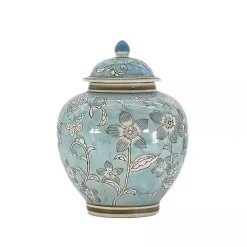 Best Kirklands Home Light Floral Chinoiserie Jar Blue