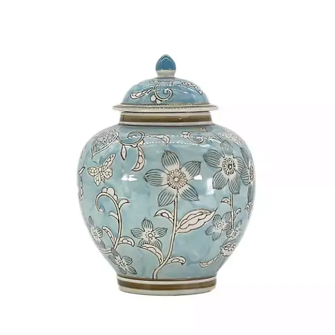 Best Kirklands Home Light Floral Chinoiserie Jar Blue