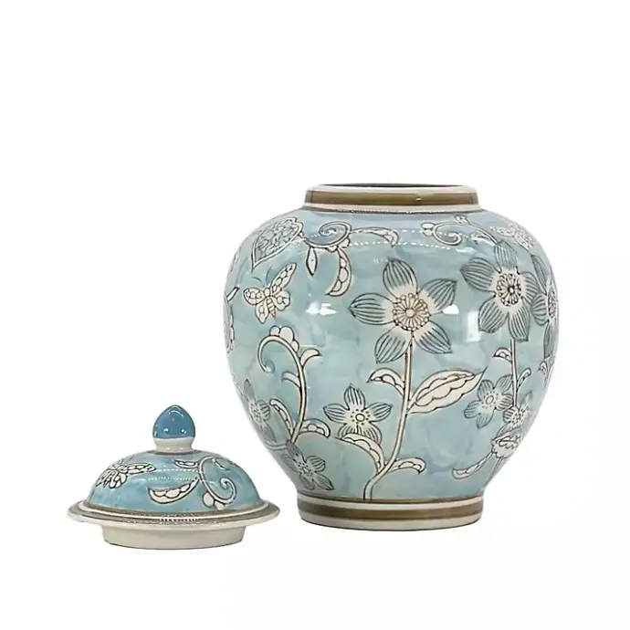 Best Kirklands Home Light Floral Chinoiserie Jar Blue