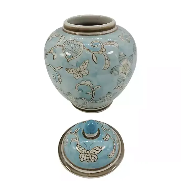 Best Kirklands Home Light Floral Chinoiserie Jar Blue