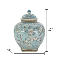 Best Kirklands Home Light Floral Chinoiserie Jar Blue
