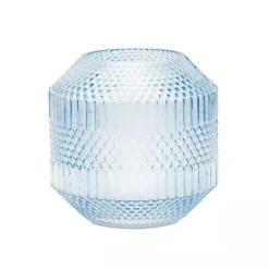 New Kirklands Home Light Geometric Glass Vase, 6 in. Blue