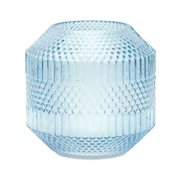 Discount Kirklands Home Light Geometric Glass Vase, 8 in. Blue