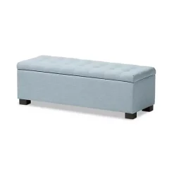 Clearance Kirklands Home Light Grid Tufted Upholstered Ottoman Blue