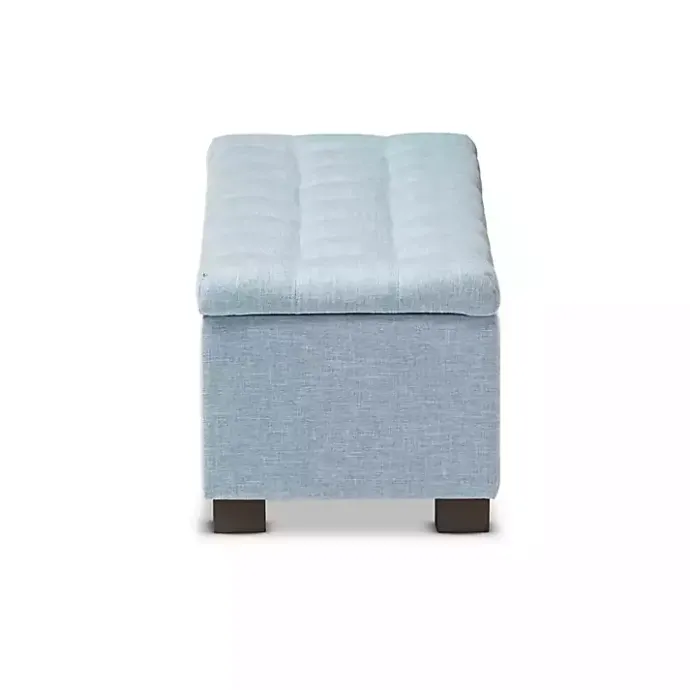 Clearance Kirklands Home Light Grid Tufted Upholstered Ottoman Blue