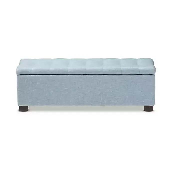 Clearance Kirklands Home Light Grid Tufted Upholstered Ottoman Blue