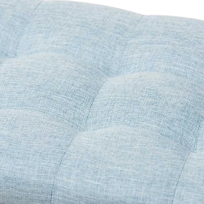 Clearance Kirklands Home Light Grid Tufted Upholstered Ottoman Blue