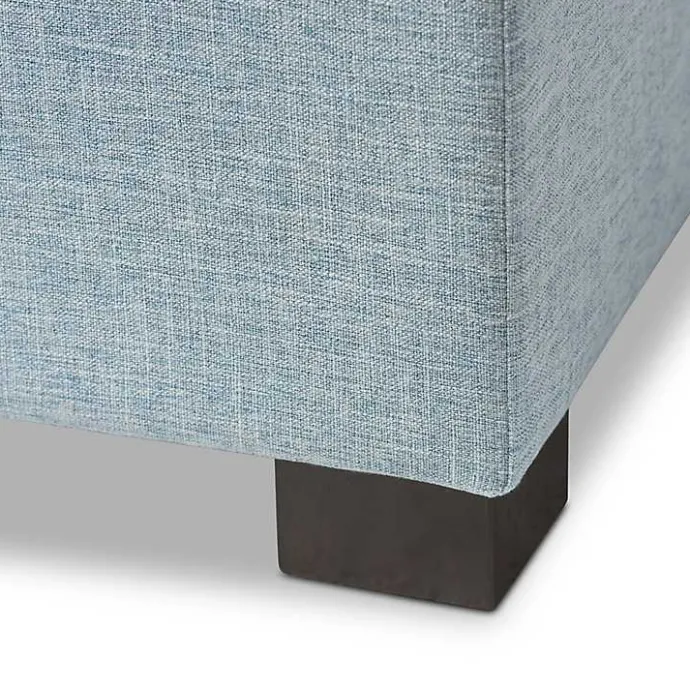 Clearance Kirklands Home Light Grid Tufted Upholstered Ottoman Blue