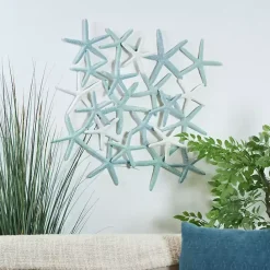 Kirklands Home Light Blue Metal Overlapping Starfish Wall Plaque