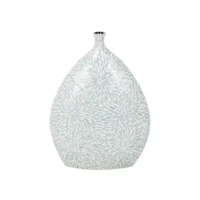 New Kirklands Home Light Blue Mother of Pearl Floral Floor Vase