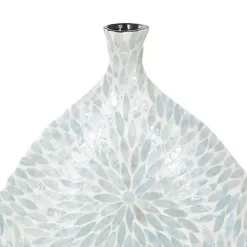 New Kirklands Home Light Blue Mother of Pearl Floral Floor Vase