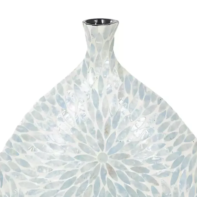 New Kirklands Home Light Blue Mother of Pearl Floral Floor Vase